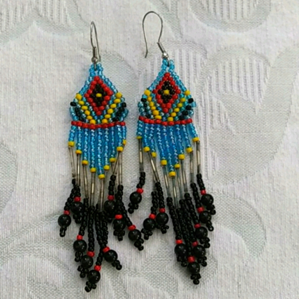Boho glass beaded earrings